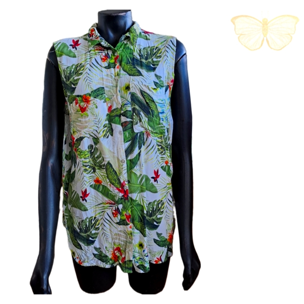 W Lane, Size 18, Tropical sleeveless top - Picture 1 of 4